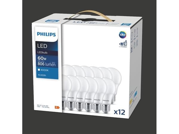 LED standard E27 840 806lm 8W matte 12 stk