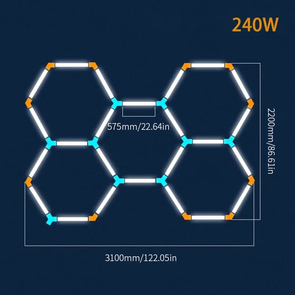 Garagebelysning, Hexagon Design, 6000-6500K Farvetemperatur, Ikke-dæmpbar,HC-3122-575