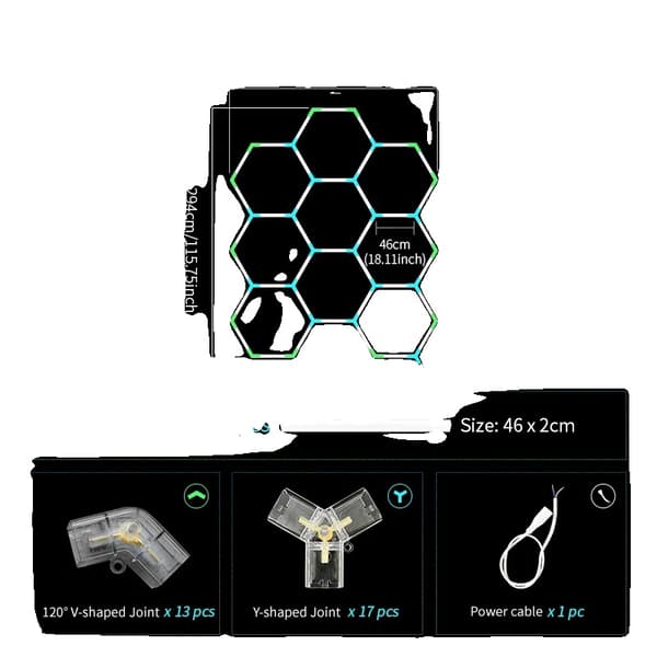 Hexagon LED Loftlampe, Forskellige Strømmuligheder, Alsidig Brug, Nem Installation,HC-2924-460