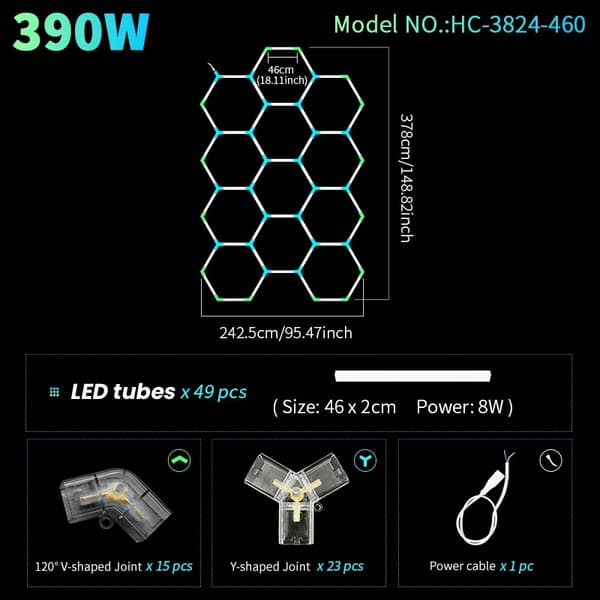 Kuusikulmainen LED-kattovalaisin, erilaiset tehovaihtoehdot, monipuolinen käyttö, helppo asennus,HC-3824-460