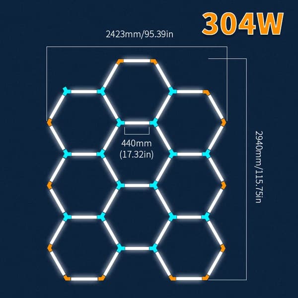 Garagebelysning, Hexagon Design, 6000-6500K Farvetemperatur, Ikke-dæmpbar,HC-2924-440