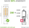 Miniatyrbild 4 av 9: G9 LED-lampor 3W, 3000K Varmvit, Ersätter 28W-40W Halogen