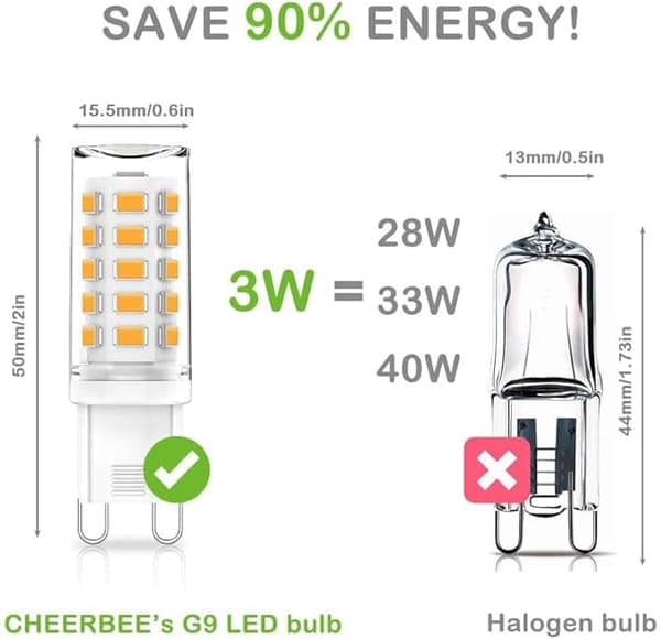 G9 LED-lampor 3W, 3000K Varmvit, Ersätter 28W-40W Halogen