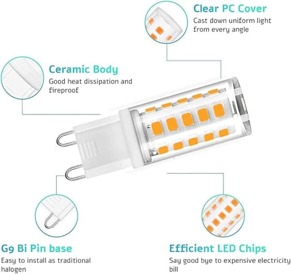 G9 LED-lampor 3W, 3000K Varmvit, Ersätter 28W-40W Halogen