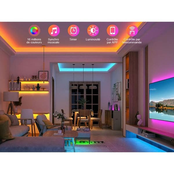 Ljusband 150 LED RGB Bluetooth-anslutet Vattentålig IP65 5m Flerfärgad