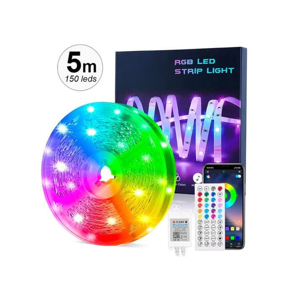 Ljusband 150 LED RGB Bluetooth-anslutet Vattentålig IP65 5m Flerfärgad