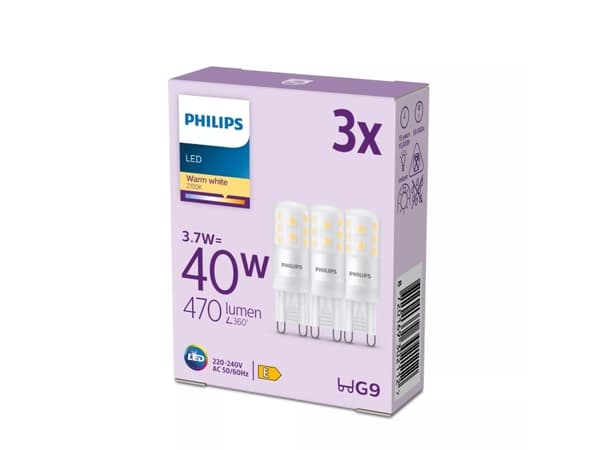 Philips 8720169302112 LED (RGB)-lamp EEK E (A - G) G9 3.7 W = 40 W Varmhvid 3 stk