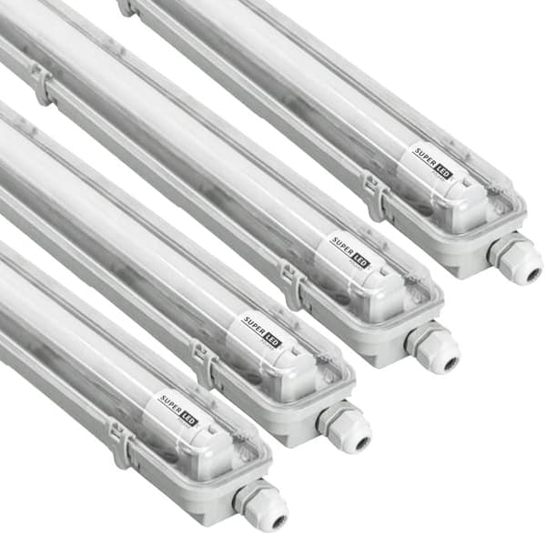 4x G13 LED fugtbestandig lyskilde IP65, 1x T8 LED, 18W 2430LM 120cm, neutral hvid 4000K, 4x NW
