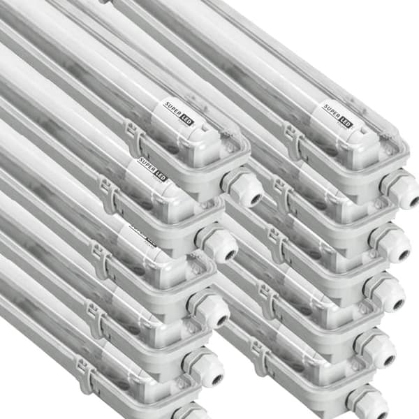 10x G13 LED-pære fugtbestandig IP65, 1x T8 LED, 18W 2430LM 120cm, kold hvid 6000K, 10x KW