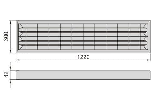 LED-gitterbelysning, indbygget gitterbelysning, LED-skrivebordslampe, 4x10W T8 LED, (UDEN T8-pærer)