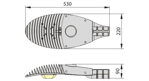 LED-gadelampe 60W, LED-gadelampe, LED-gadelampe neutral hvid, 135° x 85°, 5400LM