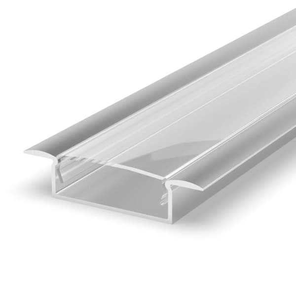 SÆT: Stor aluminium LED-profil 100 cm til 20 mm LED-strimler sølv + LT14 transparent dæksel