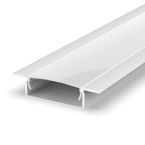 SÆT: Stor aluminium LED-profil 100 cm til 20 mm hvide LED-strimler + LT14 matteret dæksel