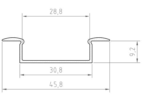 KIT: Stor aluminium LED-profil 100 cm til 20 mm LED-strimler LT14 Sort