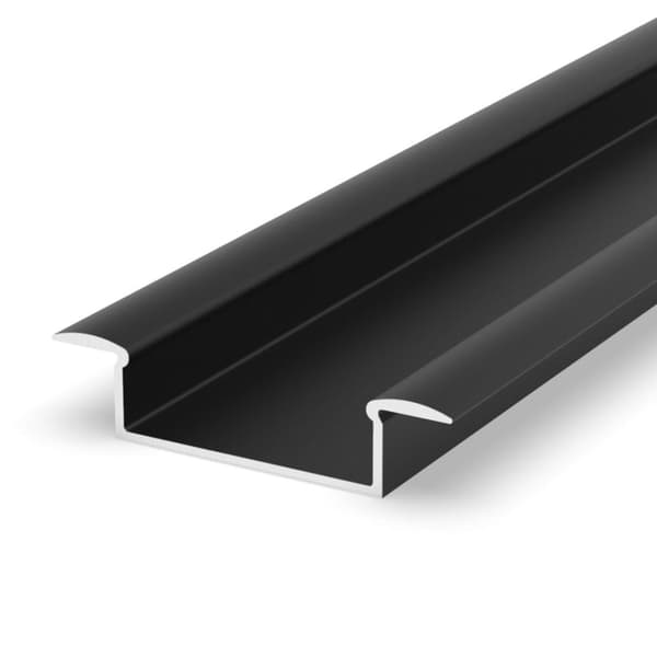 KIT: Stor aluminium LED-profil 100 cm til 20 mm LED-strimler LT14 Sort