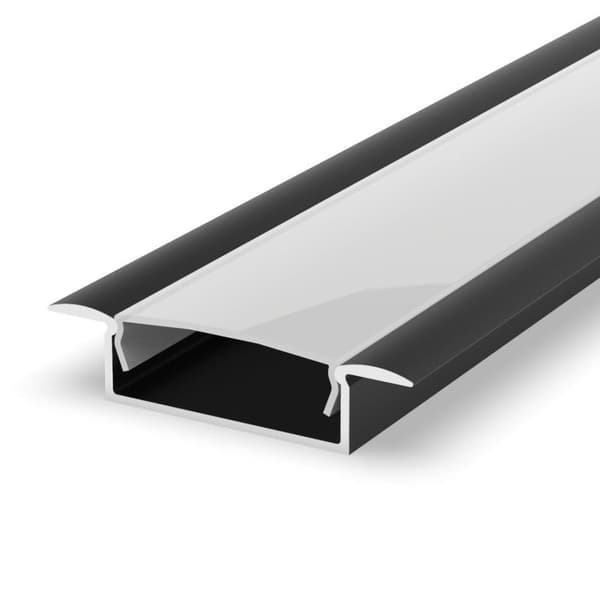 SARJA: Suuri alumiininen LED-profiili 100 cm 20 mm:n LED-nauhoille musta + LT14 himmeä kansi