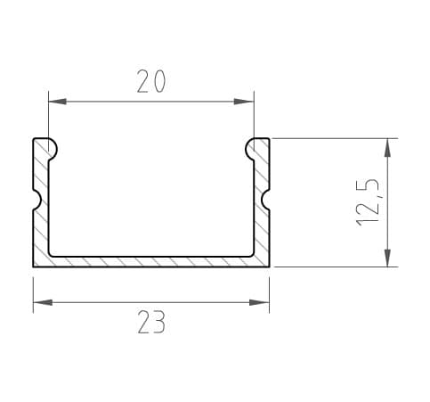 SÆT: Slank aluminiums LED-profil 100 cm til 8 mm LED-strimler + LT13-2 Milky White cover