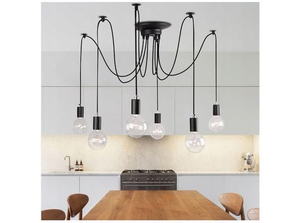 Vintage Retro & Loft E27 Edison Hængelampe Lysekrone 3 Lyspærer til Stue (Spider 3x)