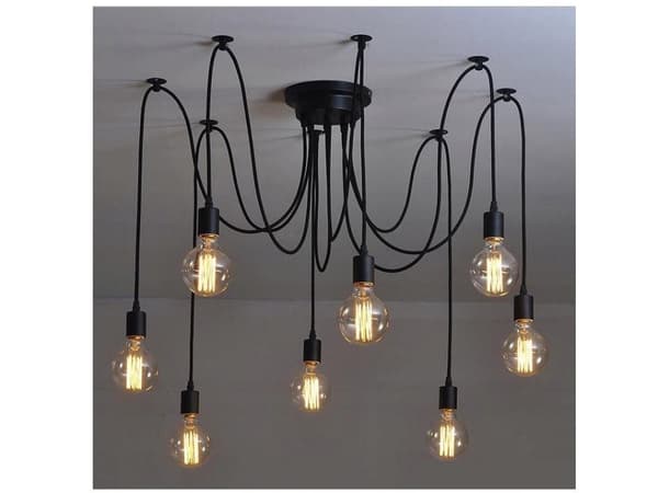Vintage Retro & Loft E27 Edison Hængelampe Lysekrone 3 Lyspærer til Stue (Spider 3x)