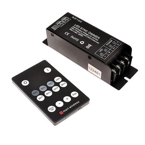 Enkeltfarvet strimmeldæmpercontroller RF 25A DC 12V-24V med 14-tasters fjernbetjening