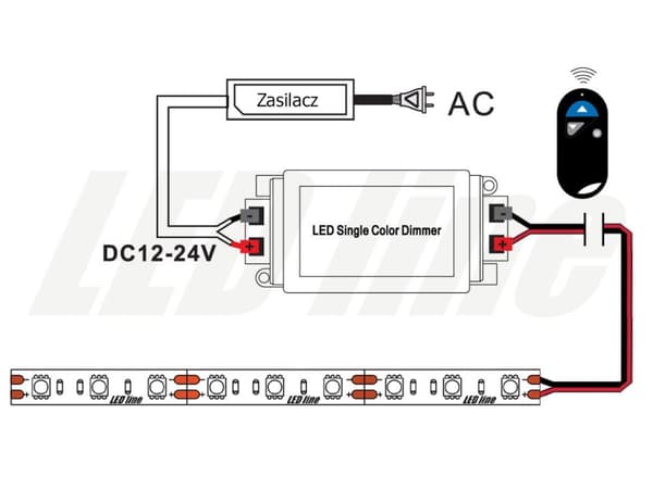 Touch-dæmper til ensfarvede LED-strimler RF 10A DC 12V-24V