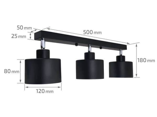 Loftspotlight, loftslampe E27 LED Elza bevægelig x3 sort, 4216