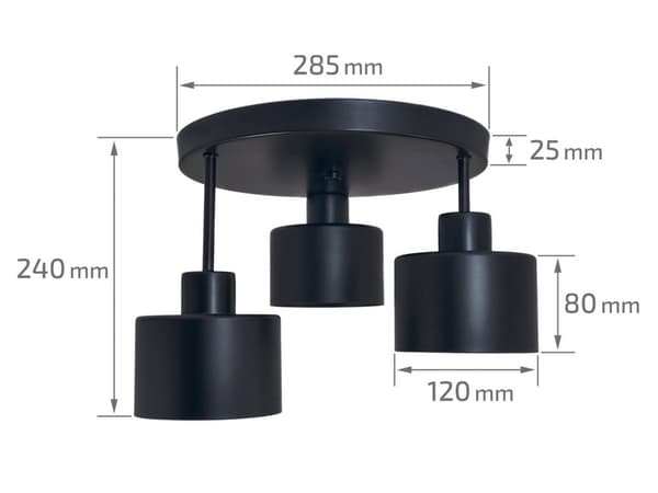 Kattokohdevalaisin, kattovalaisin E27 LED Elza x3 musta + kupari pyöreä, 5237