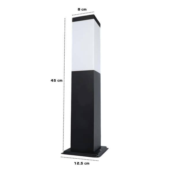 LED firkantet væglampe, LED væglampe, 45 cm sort fodlampe, Q290