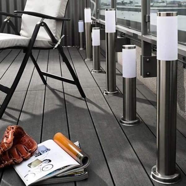 LED-vejlampe rund sort, væglampe, piedestallampe 60 cm IP44 230V, Q204