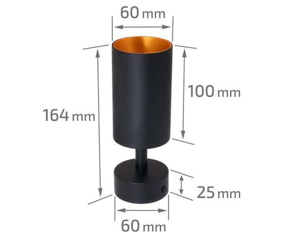 LED loftspotlight, loftslampe, vægspotlight 1-flammet, sort til LED GU10, ERIS