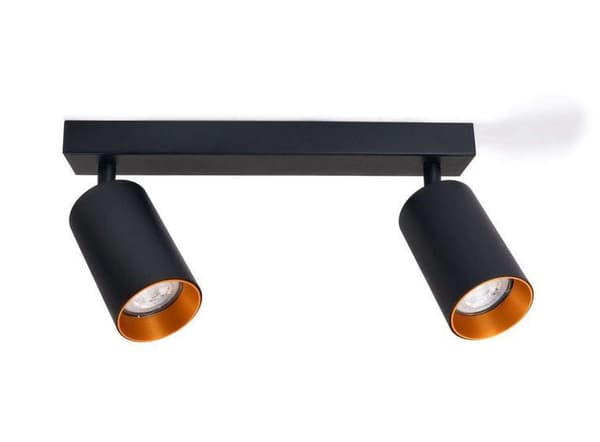 LED loftspotlight, loftslampe, vægspotlight med 2 flammer, sort til LED GU10, ERIS