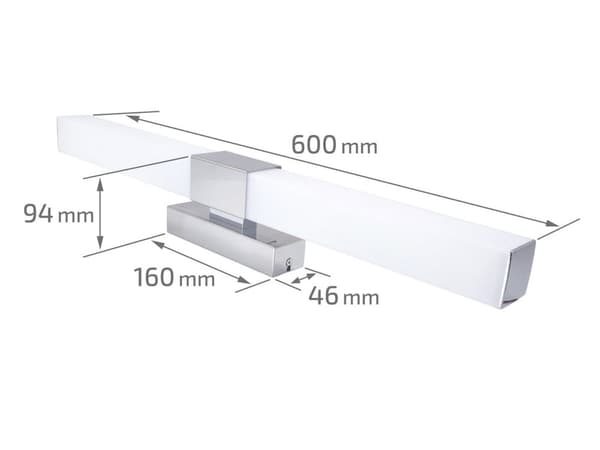 LED-peilivalaisin 60cm, meikkivalo 12W 4000K, kylpyhuoneen seinävalaisin IP44, hopea (Zinna)