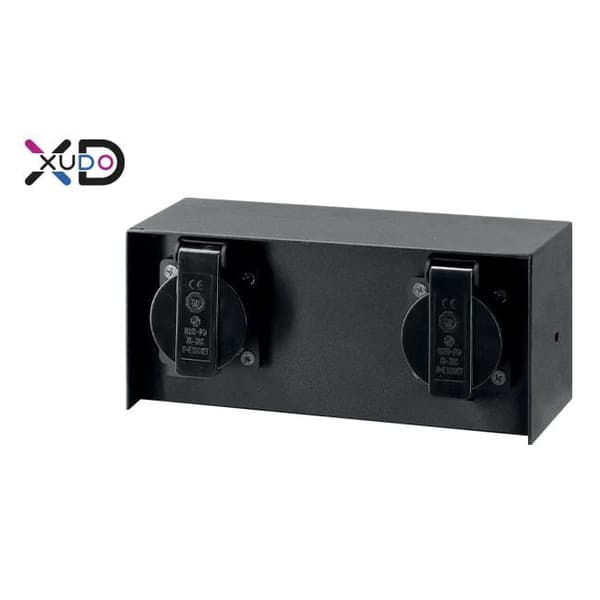 Facadestikkontakt IP44 2x Schuko 230V Havestikkontakt sort, QA111B
