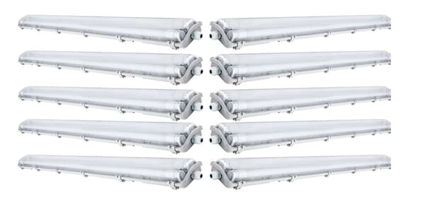 10x G13 LED-pærer fugtbestandige IP65, 2x T8 LED, 36W 4860LM 120cm, neutral hvid 4000K, 10x NW