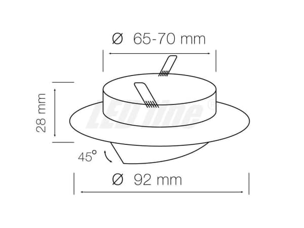 LED-uppovalaisin, pyöreä LED-uppovalaisin, nikkelöity alumiini, 50 mm:n LED-lampuille + GU10 Gamma R -kanta