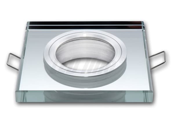 LED indbygget spotlight, LED loftspotlight, firkantet glasloftspotlight + GU10-fatning (SØLV)