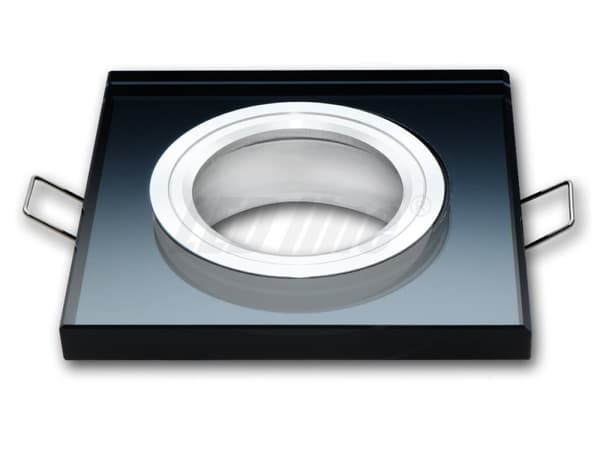 LED indbygget spotlight, LED loftspotlight, firkantet glasloftspotlight + GU10-fatning (SORT)