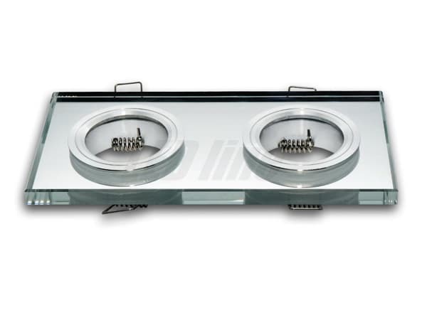 LED indbygget spotlight, LED loftspotlight, firkantet glasloftspotlight med 2 flammer + GU10-fatning