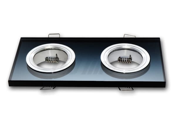 LED-upotettava kohdevalo, LED-kattokohdevalo, 2 liekin neliönmuotoinen lasinen kattokohdevalo + GU10-kanta