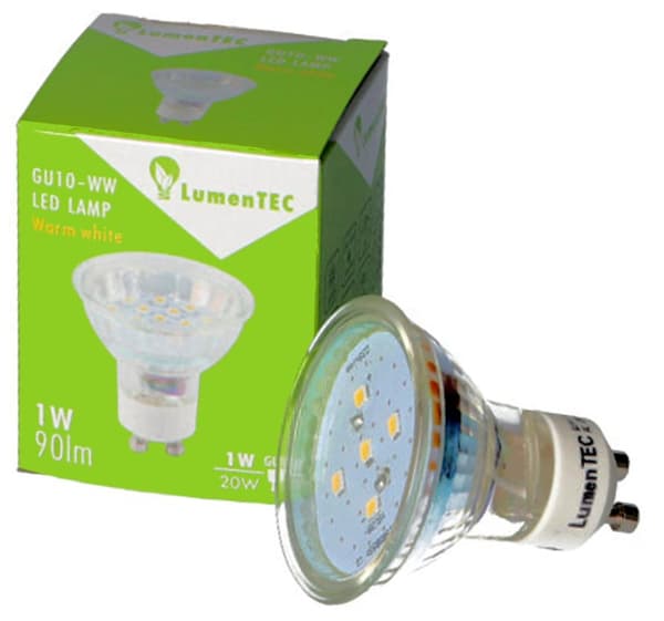 GU10 LED 1W, 18 NY (2835) SMD LED 230V 80LM, kold hvid