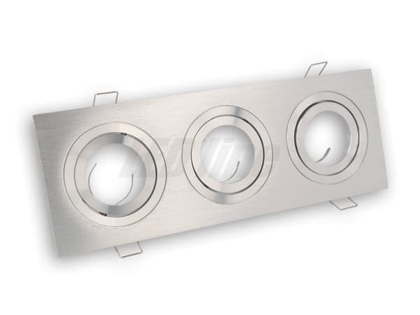 LED-loftspotlight, 3-flammet firkantet RUSTFRIT STÅL, ideel til GU10 LED-pærer + GU10-fatning