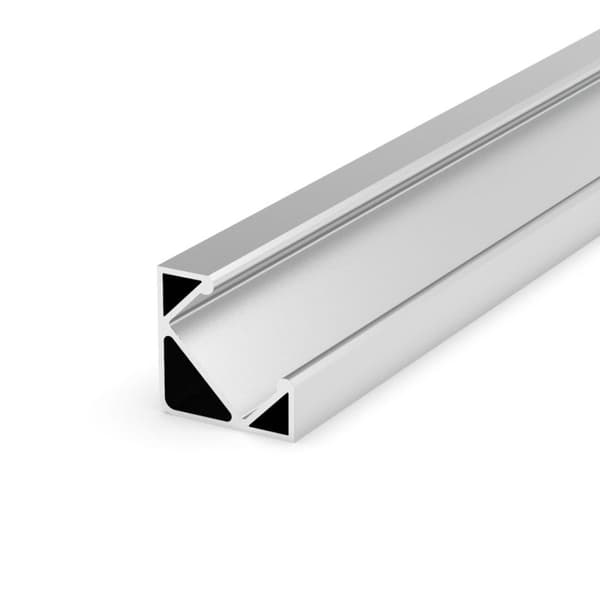 SÆT: LED-profil, LED-profil 100 cm 45° til LED-strimler, LED-profil i aluminium (uden afdækning)