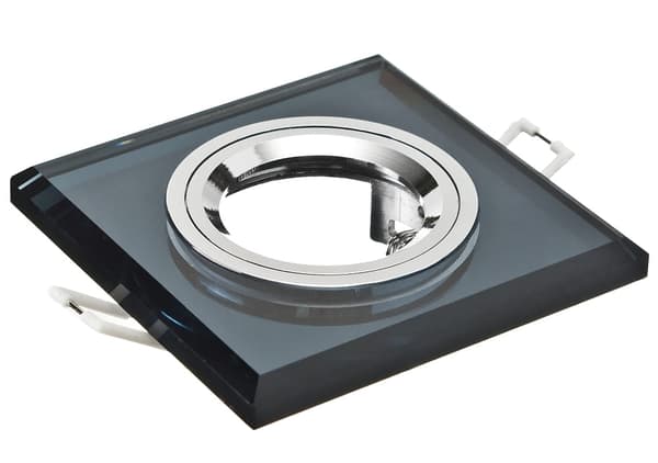 Indbygget spotlight, LED- og halogenindbygget spotlight, firkantet glas GU10 MR16 + GU10-fatning (SORT)
