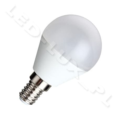 LED-pære E14 5W, 7 NY (2835) SMD LED KUGLEFORM 230V CCD 470LM, kold hvid 6000K