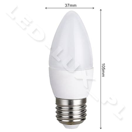 E27 LED 5W, LED E27 kerteform G37mm varm hvid 3000K, 40W erstatning