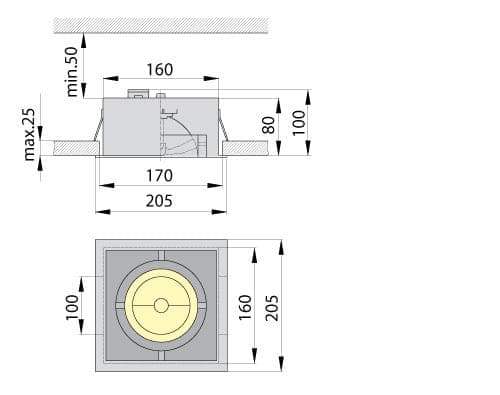 AR111 ES111 spotlight, LED loftspotlight, LED loftslampe, 1 flamme, PASEO Sort
