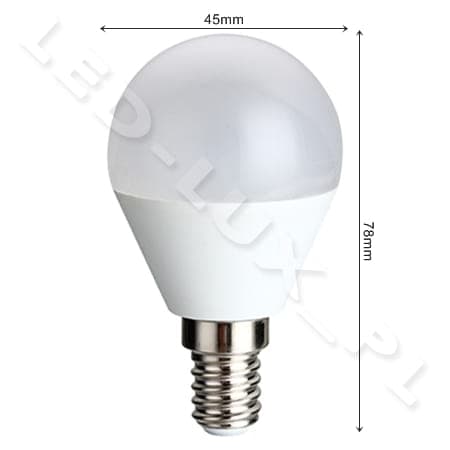 LED-pære E14 5W, 7 NY (2835) SMD LED-kugleformet 230V CCD 470LM, tommer hvid 6000K