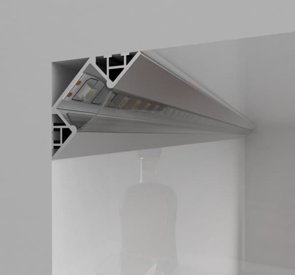 SÆT: LED-profil, 1m LED-profil til LED-strimler, LED-profil i aluminium + mælkehvidt dæksel LT7