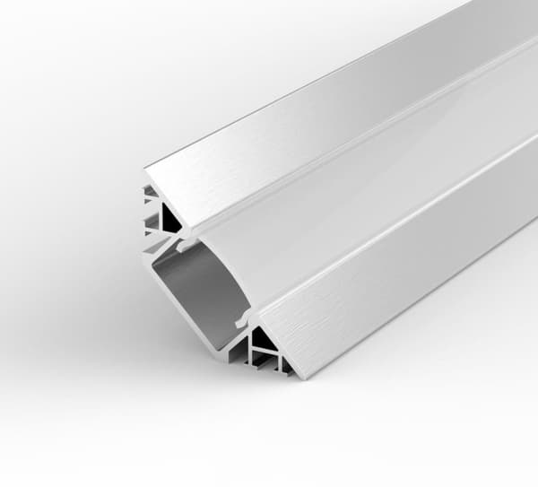 SÆT: LED-profil, 1m LED-profil til LED-strimler, LED-profil i aluminium + mælkehvidt dæksel LT7