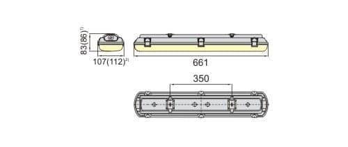 LED-rørlampe IP65, 2x T8 LED, 60 cm, ingen LED